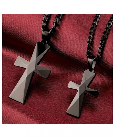 Tungsten Carbide Crosses Large or Small with a Matching Color Cuban Chain Selection of Narrow or Wide 22.0 Inches Small Black...