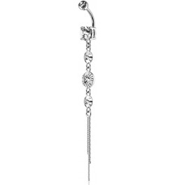 14GA 316L Stainless Steel CZ Centered Crystal Drop Chain Dangling Belly Button Ring Clear $10.45 Body Jewelry