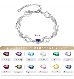 Personalized Infinity Love Heart Link Bracelet with Pear Simulated Birthstone Custom Engraved Name Silver Bracelet for Women ...