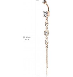 14GA 316L Stainless Steel CZ Centered Crystal Drop Chain Dangling Belly Button Ring Clear $10.45 Body Jewelry