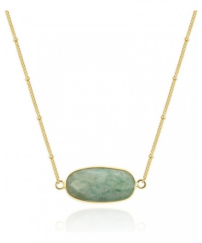 Natural Gemstone Pendant Necklace, 14K Gold Plated Healing Crystal Necklaces for Women Amazonite $8.39 Necklaces