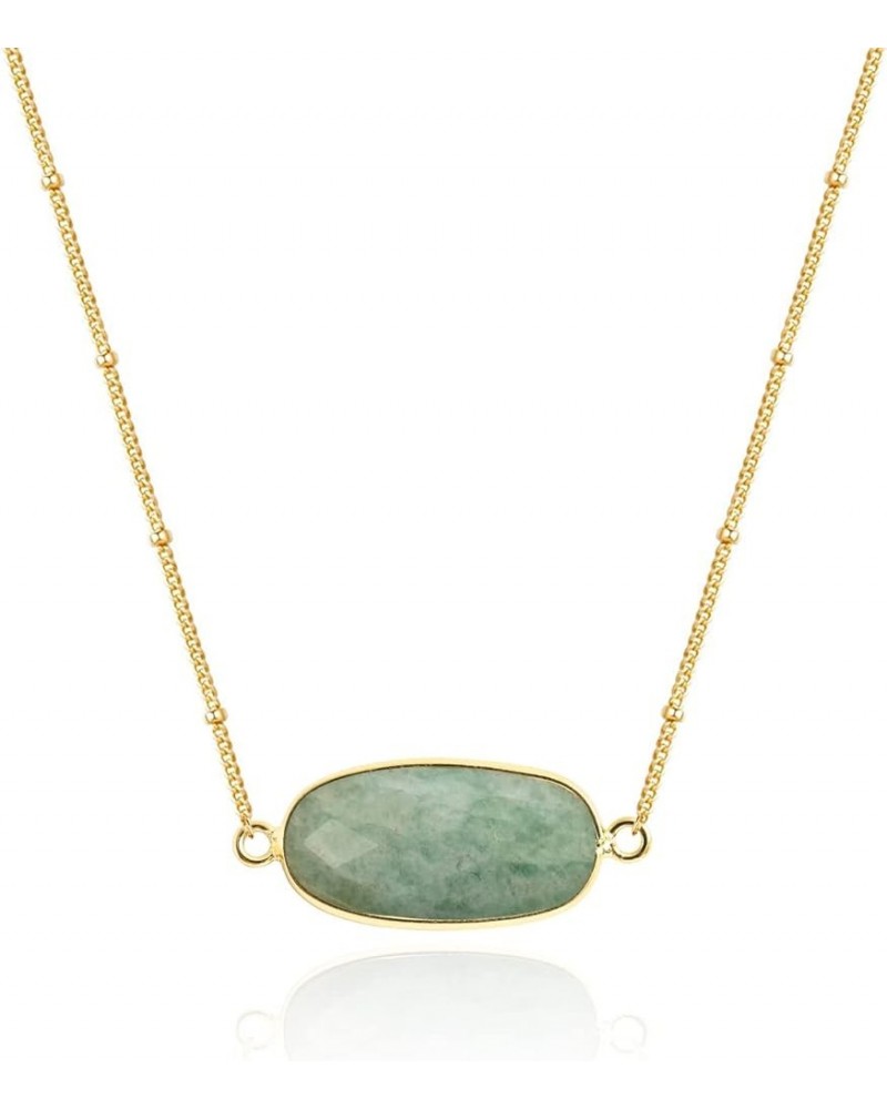 Natural Gemstone Pendant Necklace, 14K Gold Plated Healing Crystal Necklaces for Women Amazonite $8.39 Necklaces