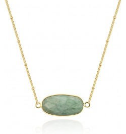 Natural Gemstone Pendant Necklace, 14K Gold Plated Healing Crystal Necklaces for Women Amazonite $8.39 Necklaces