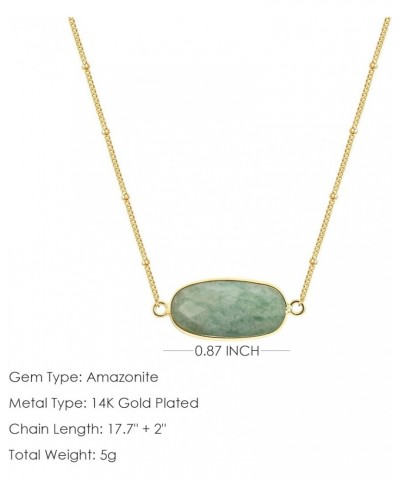 Natural Gemstone Pendant Necklace, 14K Gold Plated Healing Crystal Necklaces for Women Amazonite $8.39 Necklaces