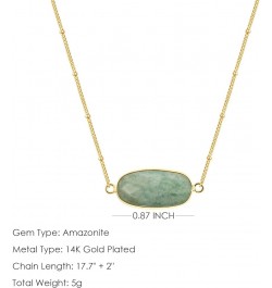 Natural Gemstone Pendant Necklace, 14K Gold Plated Healing Crystal Necklaces for Women Amazonite $8.39 Necklaces