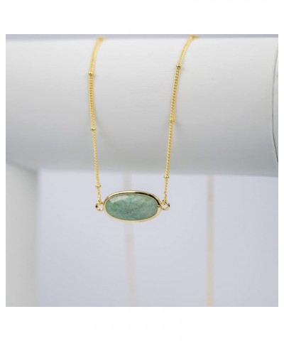 Natural Gemstone Pendant Necklace, 14K Gold Plated Healing Crystal Necklaces for Women Amazonite $8.39 Necklaces