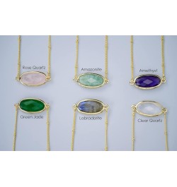 Natural Gemstone Pendant Necklace, 14K Gold Plated Healing Crystal Necklaces for Women Amazonite $8.39 Necklaces