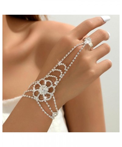 Rhinestone Finger Ring Bracelet Tassel Hand Chain Finger Ring Crystal Hand Jewelry Finger Ring for Women and Girls Modern $8....