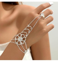 Rhinestone Finger Ring Bracelet Tassel Hand Chain Finger Ring Crystal Hand Jewelry Finger Ring for Women and Girls Modern $8....