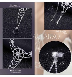 Rhinestone Finger Ring Bracelet Tassel Hand Chain Finger Ring Crystal Hand Jewelry Finger Ring for Women and Girls Modern $8....