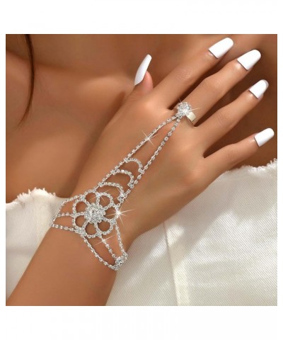 Rhinestone Finger Ring Bracelet Tassel Hand Chain Finger Ring Crystal Hand Jewelry Finger Ring for Women and Girls Modern $8....