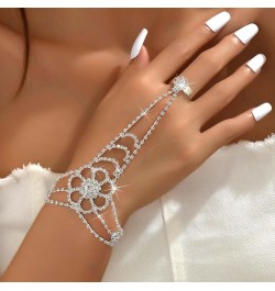 Rhinestone Finger Ring Bracelet Tassel Hand Chain Finger Ring Crystal Hand Jewelry Finger Ring for Women and Girls Modern $8....