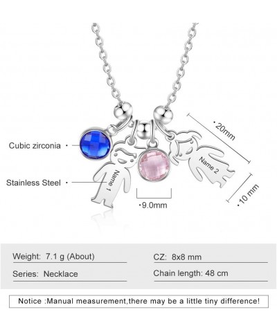 Personalized 1-5 Children Charms Mothers Necklace for Women Custom Birthstone Necklace Engraved Boys Girls Name Charms Pendan...