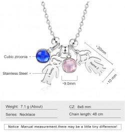 Personalized 1-5 Children Charms Mothers Necklace for Women Custom Birthstone Necklace Engraved Boys Girls Name Charms Pendan...