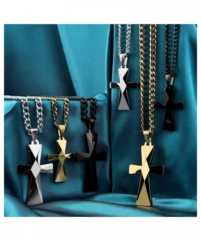 Tungsten Carbide Crosses Large or Small with a Matching Color Cuban Chain Selection of Narrow or Wide 22.0 Inches Small Black...