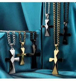 Tungsten Carbide Crosses Large or Small with a Matching Color Cuban Chain Selection of Narrow or Wide 22.0 Inches Small Black...