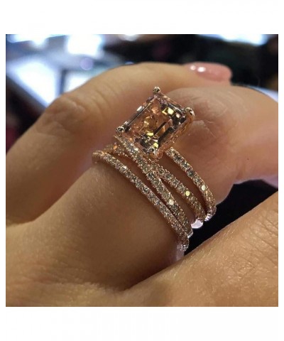 Women Zircon Engagement Rings Twist Simple Square Simulated Diamond Anniversary Rings Exquisite Jewelry (Rose Gold, 8) Rose G...