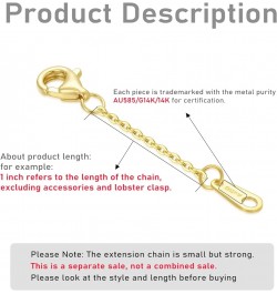 14k Gold 1"/1.5"/2"/2.5"/3"/4"/5"/6" Necklace Bracelet Extender Chain, Necklace Extender Gold 14k, Durable Removable Gold Cha...