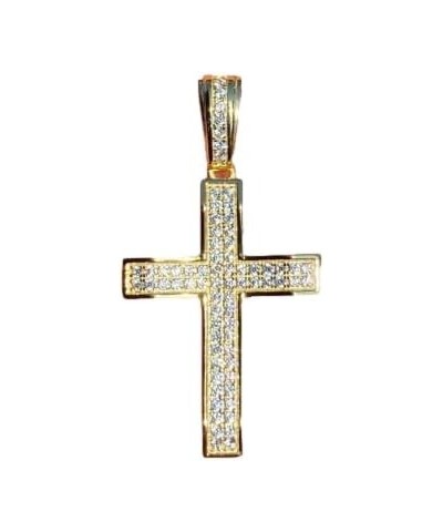 MOISSANITE 925 STERLING SILVER ICED 3D BOX CROSS PENDANT - GOLD HIP HOP NECKLACE Gold $44.52 Necklaces