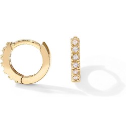 14K Gold Plated Sterling Silver Post Cubic Zirconia Mini Huggie Earrings for Women | Tiny Cartilage Helix Huggie Hoop Earring...