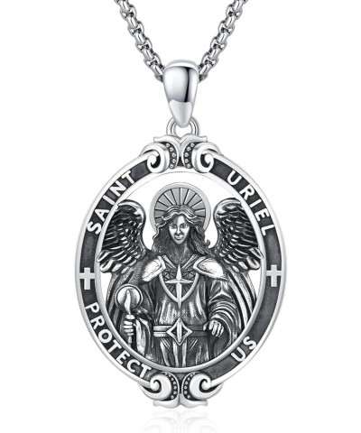 925 Sterling Silver Patron Saint Amulet Necklace | 7 Archangel Protection Medal Pendant Necklace | Saint Raphael,Michael,Chri...