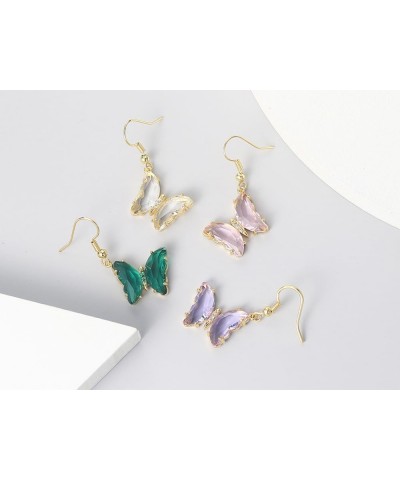 Colorful Butterfly Glass Drop Dangle Earrings Cubic Zircon Gold Plated Butterfly Earrings Cute Charms Dangling Earring Dainty...