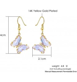 Colorful Butterfly Glass Drop Dangle Earrings Cubic Zircon Gold Plated Butterfly Earrings Cute Charms Dangling Earring Dainty...