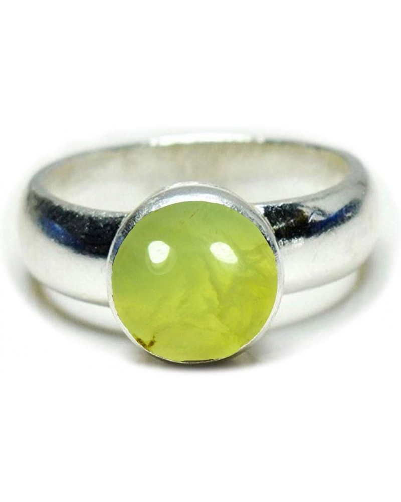 Choose Your Genuine Gemstone Ring Round Shape 925 Sterling Silver Cabochon Birthstones Jewelry natural-cabochon prehnite $13....