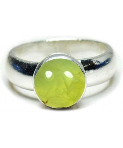 Choose Your Genuine Gemstone Ring Round Shape 925 Sterling Silver Cabochon Birthstones Jewelry natural-cabochon prehnite $13....