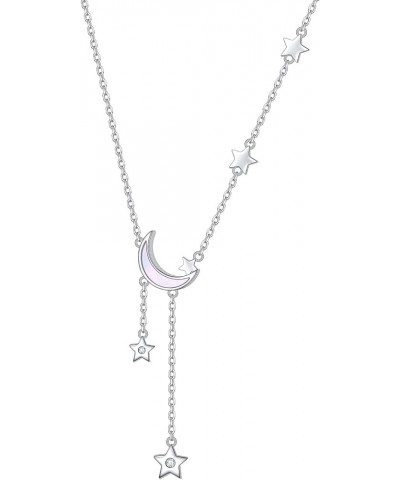 925 Sterling Silver Jewelry Crescent Moon and Star Pendant Necklace Five Stars and Moon $17.35 Necklaces