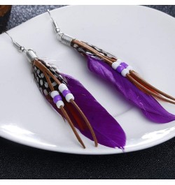 Bohemian Women Indian Feather Beads Tassel Dangle Hook Earrings Jewelry Gift,Valentines Costume Jewelry for Women Girls Yello...