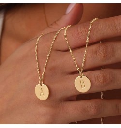 Gold Layered Initial Necklace for Women 14K Gold Plated Initial A-Z Letter Coin Disc Necklace Pendant Personalized Dainty Lin...