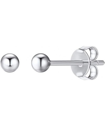 18K Yellow/White Gold Plated Sterling Silver Ball Stud Earrings 3mm-7mm Options, Simple Polished Ball Studs Hypoallergenic Je...