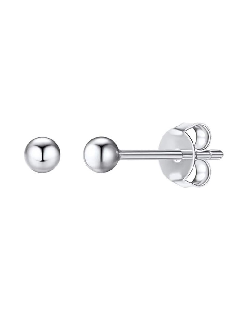 18K Yellow/White Gold Plated Sterling Silver Ball Stud Earrings 3mm-7mm Options, Simple Polished Ball Studs Hypoallergenic Je...