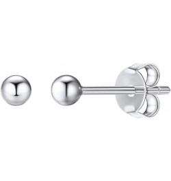 18K Yellow/White Gold Plated Sterling Silver Ball Stud Earrings 3mm-7mm Options, Simple Polished Ball Studs Hypoallergenic Je...