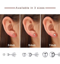 18K Yellow/White Gold Plated Sterling Silver Ball Stud Earrings 3mm-7mm Options, Simple Polished Ball Studs Hypoallergenic Je...