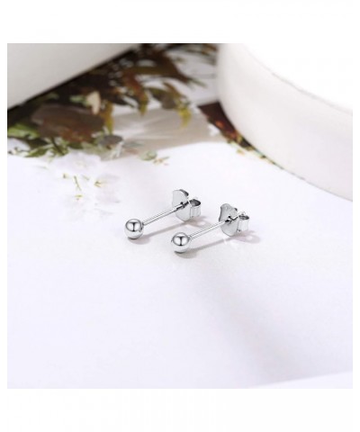 18K Yellow/White Gold Plated Sterling Silver Ball Stud Earrings 3mm-7mm Options, Simple Polished Ball Studs Hypoallergenic Je...