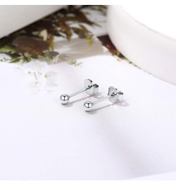 18K Yellow/White Gold Plated Sterling Silver Ball Stud Earrings 3mm-7mm Options, Simple Polished Ball Studs Hypoallergenic Je...