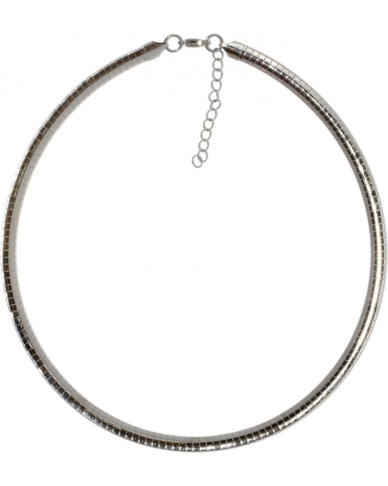 17.5" Stainless Steel Omega 6mm Wide Necklace Silver Tone $9.59 Necklaces