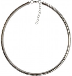 17.5" Stainless Steel Omega 6mm Wide Necklace Silver Tone $9.59 Necklaces