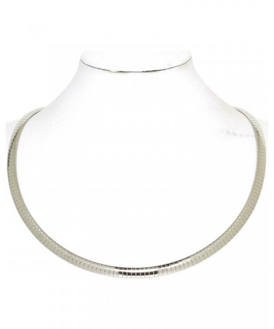 17.5" Stainless Steel Omega 6mm Wide Necklace Silver Tone $9.59 Necklaces