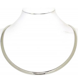 17.5" Stainless Steel Omega 6mm Wide Necklace Silver Tone $9.59 Necklaces