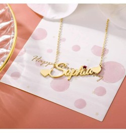 Custom Name Necklace Personalized 10K 14K 18K Gold Nameplate Necklace with Birthstone, Custom Any Name Gift for Mother Wife D...