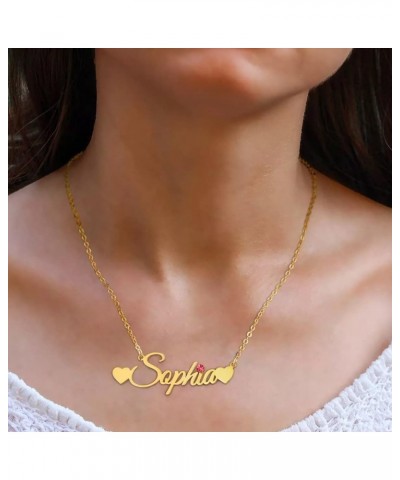 Custom Name Necklace Personalized 10K 14K 18K Gold Nameplate Necklace with Birthstone, Custom Any Name Gift for Mother Wife D...