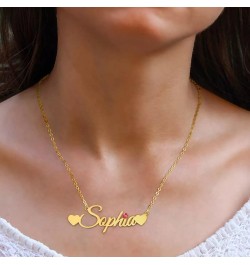 Custom Name Necklace Personalized 10K 14K 18K Gold Nameplate Necklace with Birthstone, Custom Any Name Gift for Mother Wife D...