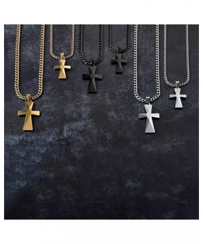 Tungsten Carbide Crosses Large or Small with a Matching Color Cuban Chain Selection of Narrow or Wide 22.0 Inches Small Black...