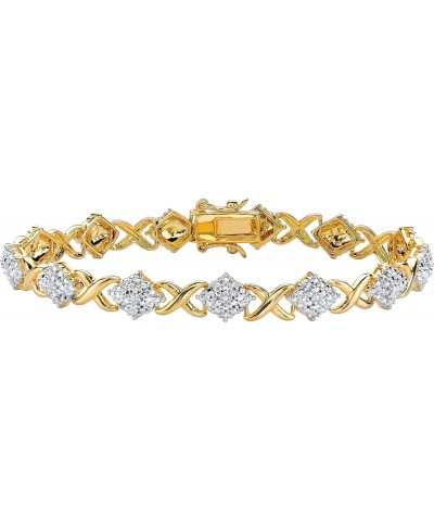 PalmBeach Yellow Gold-plated Genuine Diamond Accent X and O Tennis Bracelet (8mm), Box Clasp, 7.5 inches $35.29 Bracelets