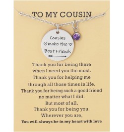 Cousins Birthstone Necklace Gift Cousins Make the Best Friend Engraved Pendant with Message Card Birthday Gift for Cousin Bes...