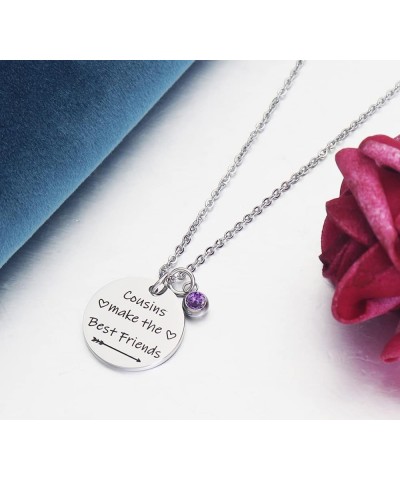 Cousins Birthstone Necklace Gift Cousins Make the Best Friend Engraved Pendant with Message Card Birthday Gift for Cousin Bes...