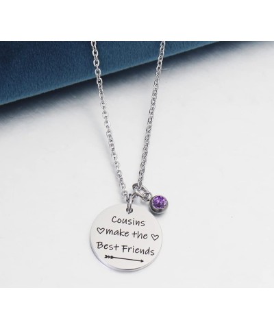 Cousins Birthstone Necklace Gift Cousins Make the Best Friend Engraved Pendant with Message Card Birthday Gift for Cousin Bes...